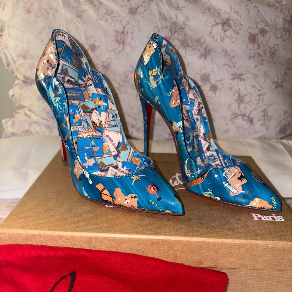 Christian Louboutin Vibrant Blue Patterned Heels